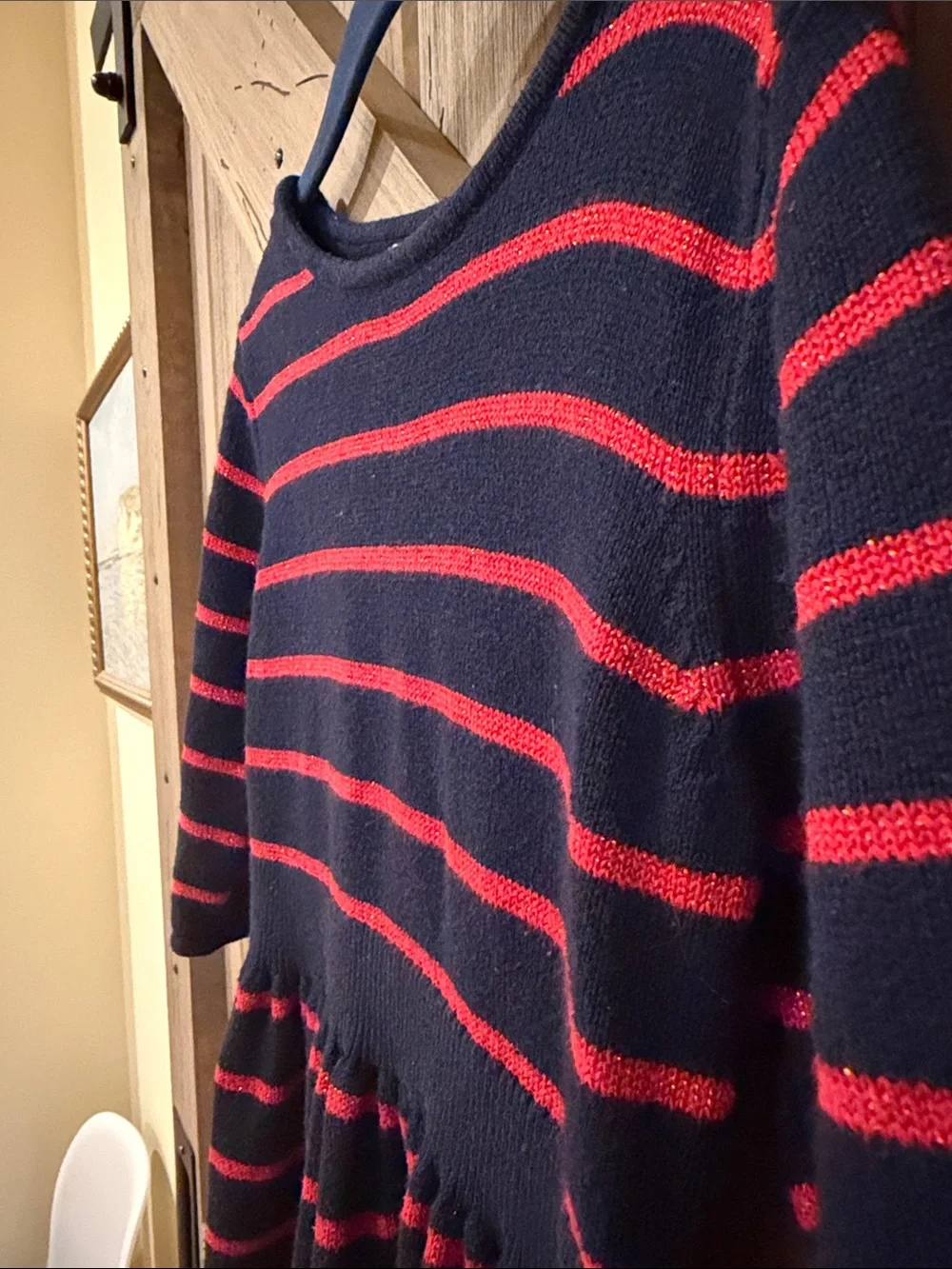 GAP Navy and Red Striped Knit Dress Girls Size 6-7